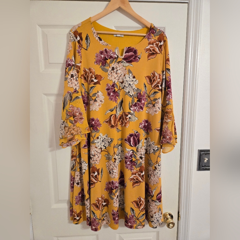 Cato Floral Yellow And Pink Dress Size 14/16 W